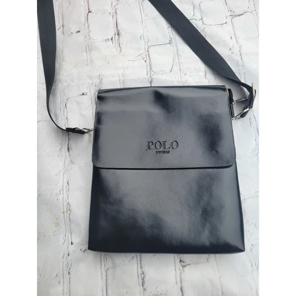 POLO VIDENG color Black Messenger Bag Zip Magnetic Shoulder Strap Nylon Solid